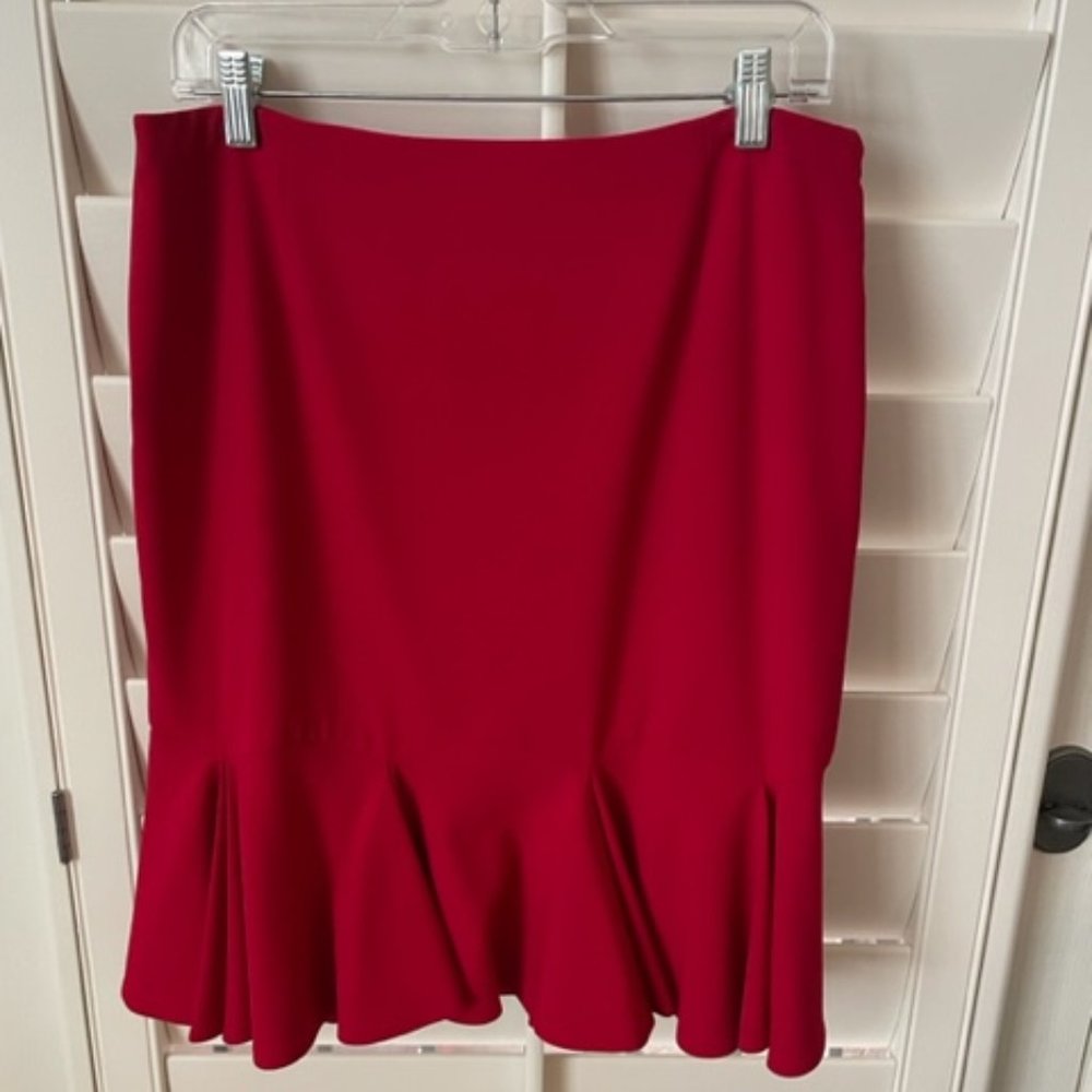 Bright red pleated skirt
